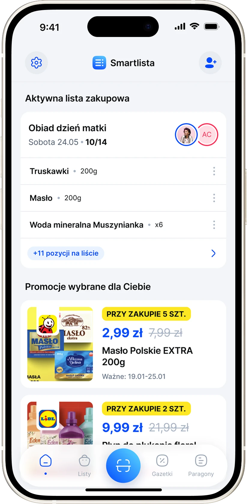 Ekran aplikacji Smartlista